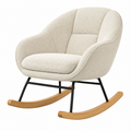 Schaukelstuhl 70 x 90 x 98 cm aus Boucléstoff in Creme mit Holz-Kufen