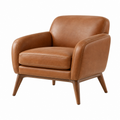 Sessel 80 x 85 x 85 cm Kunstleder Cognacbraun mit Holzbeinen Mid-Century Wohnzimmer