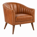 Sessel 76 x 75 x 78 cm aus braunem Kunstleder mit Holzbeinen im Retro Stil