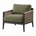 Sessel 80 x 75 x 80 cm mit Textilpolsterung in Grün - moderner Loungesessel mit Seilgeflecht