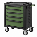 Werkzeugwagen 77 x 46 x 97 cm Stahl Grün Schwarz mit fünf Schubladen und Rollen