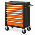 Werkzeugwagen 77 x 46 x 97 cm Stahl Schwarz Orange mit 8 Schubladen und Rollen